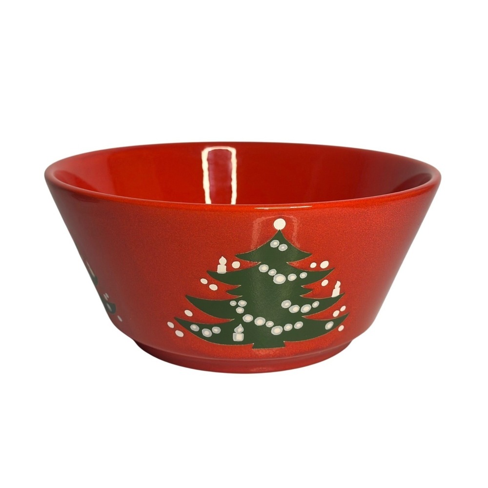 VTG Waechtersbach Christmas Tree Serving Bowl Red Germany Retro Earthenware‎ MCM